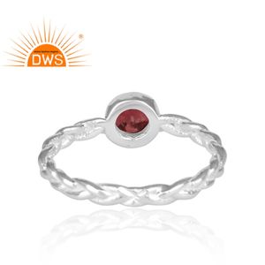 Anillo de Gema granate Natural, conjunto de joyería al por mayor, anillo trenzado de plata fina martillado a mano, proveedor de joyería - Product Image 4