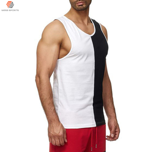 <b>Men's</b> Color Blocked Tank Top O-Neck Sleeveless Casual Wear Black And <b>White</b> Knitted Sport <b>Vest</b> - Product Image 3