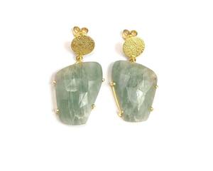 Boucles d'oreilles en pierres précieuses amazonite faites à la main plaqué or forme naturelle à facettes cadeau à la mode pour elle avec beauté naturelle - Product Image 4