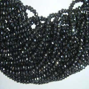 Precio al por mayor: Cuentas de espinela negra natural con baño de oro, facetadas en forma de rondel, tamaño 3-3.5mm, longitud del hilo 13mm, para fabricación de joyas. - Product Image 1