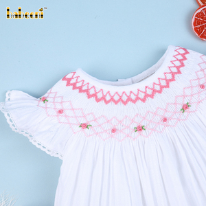 ชุดรอมเปอร์เด็กผู้หญิงน่ารัก พิมพ์ลาย แต่งสม็อค ทรงบับเบิ้ล ผลิตแบบ OEM ODM ผ้าฝ้ายออร์แกนิค 100% ได้รับการรับรองมาตรฐาน OEKO-TEX ติดกระดุมแป๊ก - Product Image 3