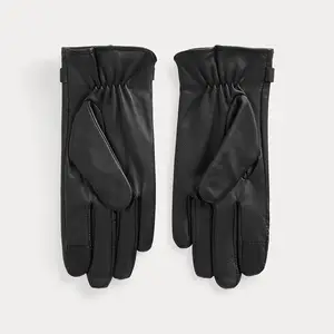 批发冬季保暖衬里时尚黑色触摸屏PU皮革驾驶手套男士优质男士皮手套
