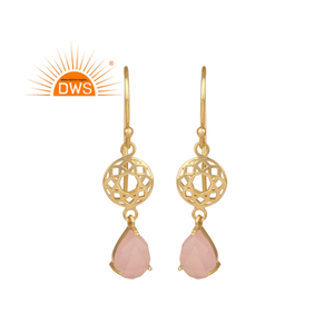 Nouveauté 2026 Boucles d'oreilles pendantes en argent sterling avec pierre précieuse naturelle Calcédoine rose pour femme Fabricant de bijoux - Product Image 1