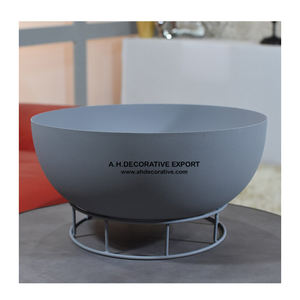 Cuenco gris Mate con recubrimiento de polvo, tazón de Metal de alta calidad para fruta, decoración del hogar - Product Image 3