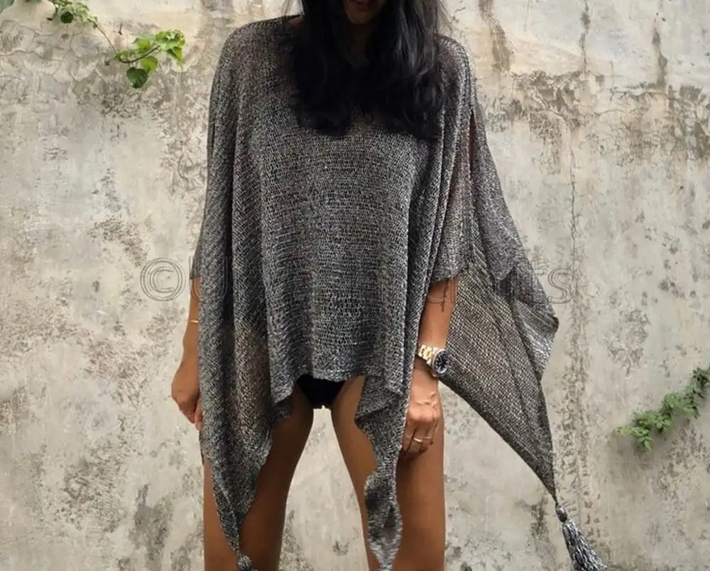Áo Choàng Poncho Dài Tay Cho Người Lớn, Váy Đi Biển Lướt Sóng Cho Người Lớn Mặc Buổi Tối Mùa Hè