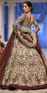 Elegante vestido de estilo indio/pakistaní ATIYA LIBAS acetato Lehenga Choli para boda con trabajo de bordado Zardozi pesado-2019 - Product Image 2