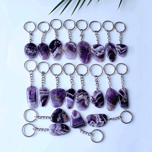 Llavero de Cristal Rosa Natural, Llavero de Piedra de Cuarzo Rosa, Llavero de Cristal Curativo |   Proveedor Mayorista de Regalos Hechos a Mano - Product Image 1