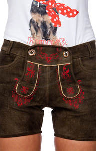 Bavarian Damen Oktoberfest Trachten Lederhosen Kurz, Venta Lederhosen Pantalones (Oktoberfest Bavarian Lederhosen) Personalizar Hosen - Product Image 3