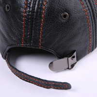 Casquette de Baseball en cuir véritable pour hommes, chapeau noir en cuir de vache, casquette à visière ajustable, automne et hiver 2019