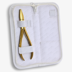 Pinzas de Alta Calidad para Extensiones de Cabello con Microperlas, Pinzas de Crimpado de Microperlas de Acero Inoxidable con Recubrimiento de Plasma Dorado y Logotipo de Marca - Product Image 1