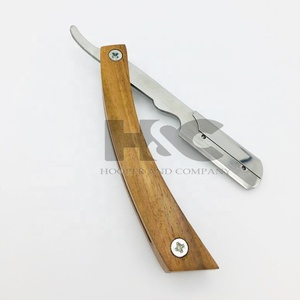Maquinilla de afeitar profesional, mango de madera, hoja reemplazable superior recta de acero inoxidable, Logo personalizado, la mejor oferta - Product Image 4