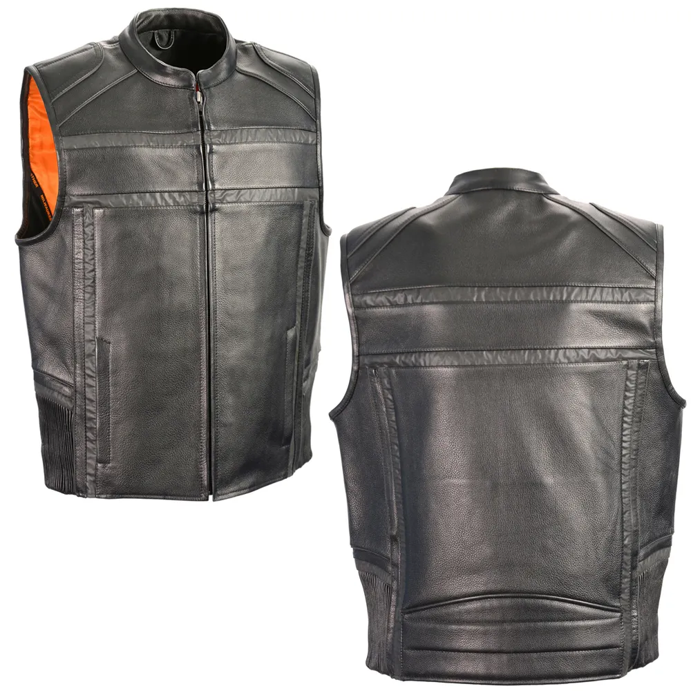 Customize Genuine Cowhide Leather Handmade Vest Biker Vest Durable Vest For Men