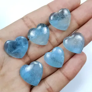 Cabujón en forma de corazón Natural de Aguamarina, fabricación de joyas semipreciosas, venta al por mayor, forma de corazón de piedras preciosas para joyería de moda para mujer