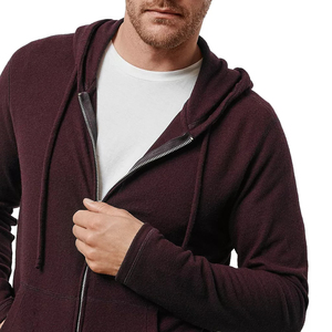 Whole Sale Custom Zipper burgundy Color hoodie for man Pure Cotton hoodies as per customer requirement - Product Image 3