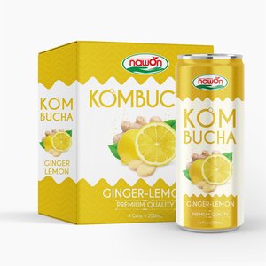 NAWON-Kombucha con jengibre y limón, fabricante de bebidas, 250ml, paquete de 4 latas - Product Image 1