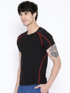 เสื้อยืดรัดกล้ามเนื้อคอกลมสำหรับผู้ชาย,เสื้อยืดรัดกล้ามเนื้อสีดำล้วนแห้งเร็วระบายอากาศได้ดีตามสั่ง - Product Image 3