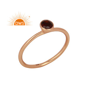 925 Sterling <b>Silver</b> Rose Gold Plated Natural <b>Garnet</b> Gemstone Stackable <b>Ring</b> For Women Jewelry Manufacturer - Product Image 1