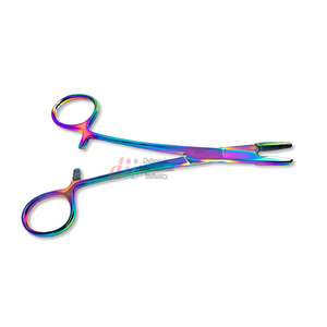 Portaagujas quirúrgico Olsen Hegar de 5,5 pulgadas con revestimiento de titanio multicolor | Mordazas dentadas cruzadas con ranura | Acabado arcoíris - Product Image 3