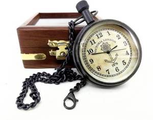 Montre de poche pour homme Antique Style rétro alliage classique chaîne boîte en bois avec cadran blanc taille 4.5 cm (diamètre) CHLW048 - Product Image 2