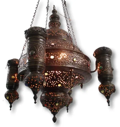 BR175 Antique Style With Gems Islamic Hanging Chandelier