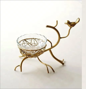 Stylish design Candy Bowl Glass With Metal Stand Wire <b>mesh</b> Fruits Bowl Fancy Finished Beautiful <b>Gold</b> color <b>Top</b> Selling tabletop - Product Image 3