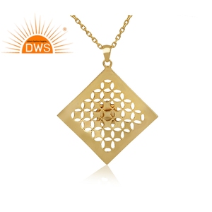<b>White</b> Zircon Gemstone Necklace Jewelry Supplier Gold & Black Plated 925 Silver <b>Square</b> Shape Pendant And Chain Jewelry - Product Image 3