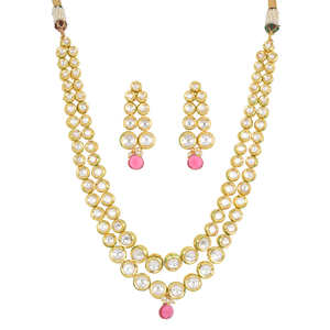 Kundan <b>Necklace</b> Set with Gold Plated 40425 - Product Image 1