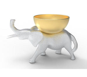 Bol décoratif en aluminium plaqué or, 10 pièces, Base éléphant plaqué Nickel pour les fournitures de mariage et de fête - Product Image 1