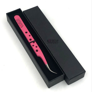 Instruments de beauté professionnels en acier inoxydable courbé rose poudre revêtement cercle Style diamant poignée extension de cils pince à épiler - Product Image 1