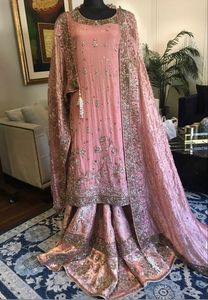 ELEGANT PRETTY INDIAN /PAKISTANI FLARED <b>TOP</b> LEHENGA DRESS Embellished DABKA, ZARI Work for Wedding @ 2022 - Product Image 2