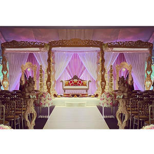 Mandap de mariage luxueux en bois sculpté en forme de cœur, magnifique mandap de mariage artisanal en bois, mandap de mariage luxueux en bois sculpté pour l'intérieur, Royaume-Uni - Product Image 1