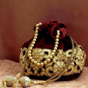 NEWLY--DESIGNER POTLI BAG WITH DAZZLING EMBROIDERY OF KASAB, CRYSTAL GLASS BEADS,STONE WORK ON BAGS FOR PARTY & <b>WEDDING</b>@ 2022 - Product Image 1
