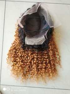 Resalte la cutícula cruda alineada sin procesar Ombre pelucas rizadas profundas de longitud larga suave y sedoso 13x4 encaje humano malasio cabello suave - Product Image 5