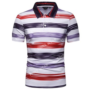 Polo de algodón 100% de alta calidad para hombre con diseño de rayas informales antiarrugas y tela de Jersey - Product Image 1