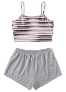 Conjunto de Pijama de Satén Sedoso para Mujer Lennox Fashion BD, Ecológico, Transpirable, Suave, Sin Mangas, Ropa de Dormir, Conjunto de 2 Piezas con Pantalones Cortos hasta la Rodilla - Product Image 3