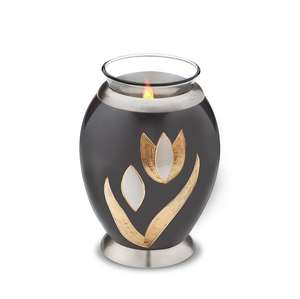 Best Black With Silver Engraved <b>Pet</b> Paw Print Tea Light Cremation <b>Urns</b> for Funeral Ashes Metal Brass/Aluminum - Product Image 6