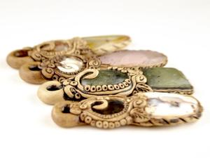 Natural Gemstone Charm Pendants Polymer Clay Classic Multi Stone Unisex Wholesale <b>Birthstone</b> <b>Necklace</b> - Product Image 3