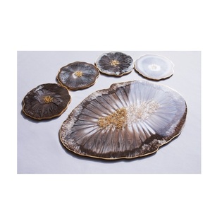 <b>Serving</b> <b>Tray</b> with coaster and Brass 100% Best Quantity Light <b>Black</b> and White Color and Decorative Food <b>Tray</b> with for Hotel Home - Product Image 3