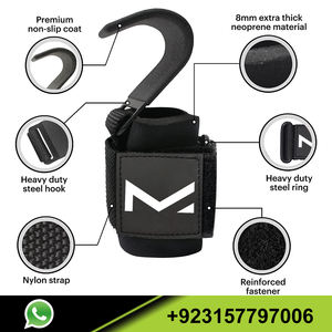 Weightlifting Hooks (Pair) Hand Grip <b>Support</b> <b>Wrist</b> Strap for Men and Woman 8mm Thick Padded Neoprene Flat Hooks Low Price - Product Image 4