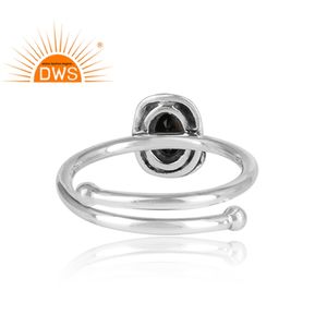 925 Sterling Silver Oxidized Adjustable <b>Ring</b> Jewelry Natural <b>Black</b> <b>Onyx</b> Oval Cut Gemstone Stackable <b>Ring</b> Jewelry Wholesaler - Product Image 4