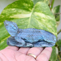 Figurine en pierres précieuses semi-précieuses, Labradorite naturelle de haute qualité, caméléon, sculpture au feu bleu
