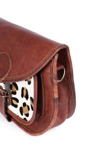 Bolso bandolera de cuero genuino de estilo Vintage para mujer, tipo de cierre portátil con estampado de animales para uso en el hombro, a la moda para mujer - Product Image 5