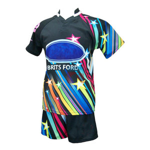 Brits Ford Brightindus Sublimations-Rugby-Uniform für Erwachsene, Unisex, buntes Sternmuster, Kurzarm-Trikot und Shorts-Set - Product Image 1
