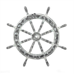Handcrafted 36-Inch Solid White Antique <b>Wood</b> Ship Wheel Wall Decor Wooden <b>Handles</b> Elegant Boat Design <b>Wood</b> Crafts Wall Signs - Product Image 2