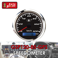 Autogauge GSP120-85-GPS 85mm GPS Elektrik 120 KMH Speedometer Jarum Digital Odometer Bezel Baja Tahan Karat SUS 304 12~24V