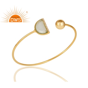 เครื่องประดับอัญมณีสีขาวและอควา,กำไลข้อมือเครื่องประดับอัญมณี14K ชุบทองสเตอร์ลิงกำไลข้อมือเครื่องประดับ - Product Image 2