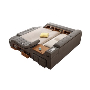 Modern Cama De Lujo King Double Size Smart Bed With Storage Massage Sofa Functions