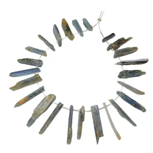 Màu Xanh Kyanite briolette đá quý tự nhiên thô mờ thanh kích thước-17 đến 30mm dài 24 hạt với giá bán buôn