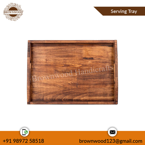 Plateau de service en bois de manguier fait à la main de couleur brûlée de qualité supérieure Design élégant du fabricant et exportateur indien à bas prix - Product Image 2