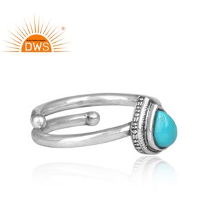 ปรับก้านแหวนออกซิไดซ์เครื่องประดับเงินผู้ค้าส่งสีฟ้าสีฟ้าแหวนสีเขียวขุ่นการออกแบบวินเทจ925เครื่องประดับเงินผู้จัดจำหน่าย - Product Image 3